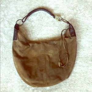 Boho Brown suede and leather satchel bag